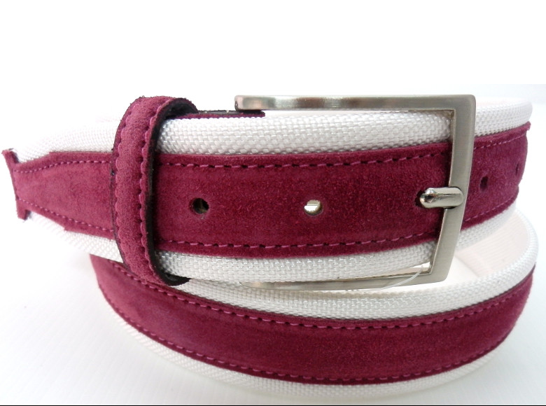Cintura in tela + camoscio bordo Sughero - Bordeaux - mm40